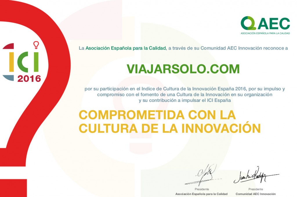 Diploma Innovación viajarsolo.com